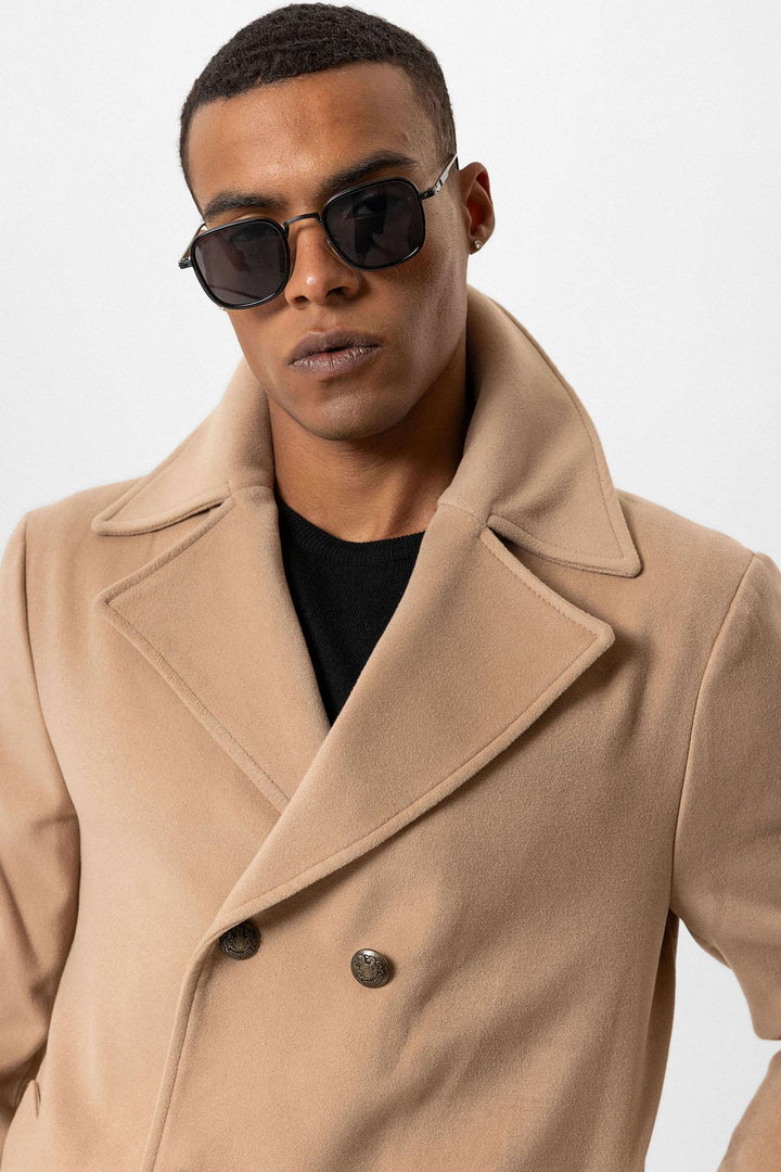 ANT Fur Collar Detailed Double Breasted Men's Coat - Snizhne