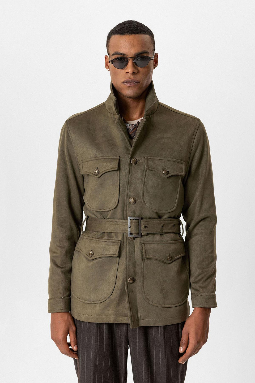 ANT Men's Slim Fit Belted Suede Coat - Hoofddorp
