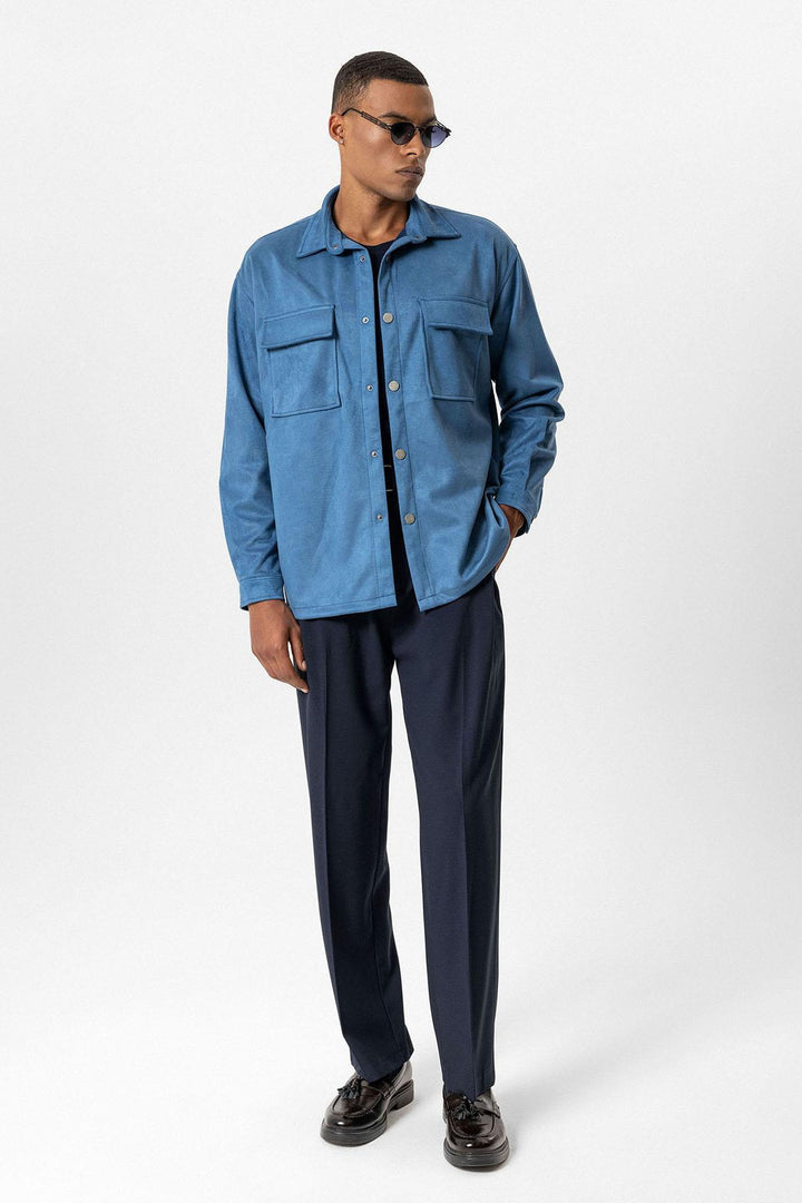 ANT Suede Regular Fit Men's Shirt with Metal Buttons - Hallandale Beach