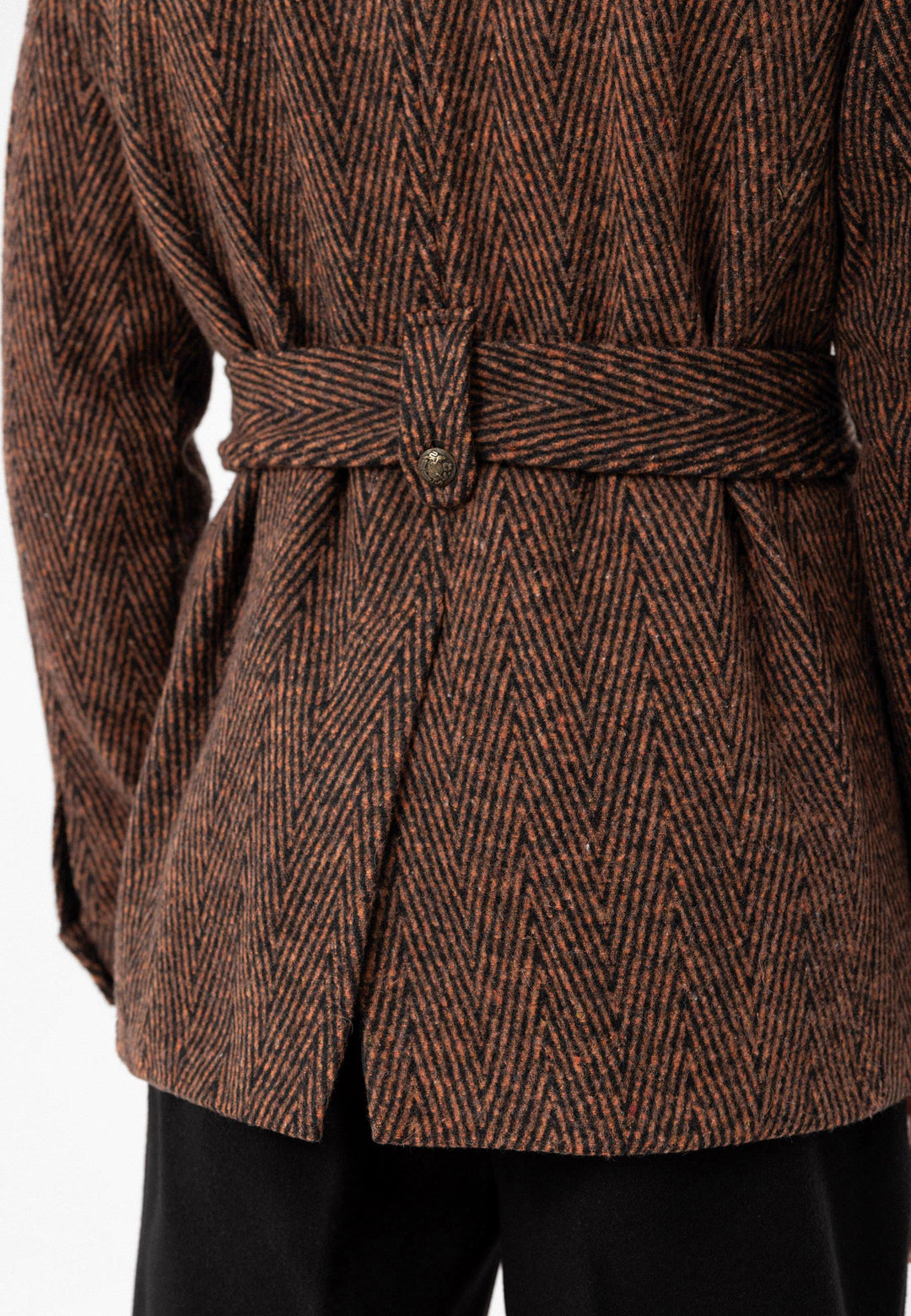 ANT Herringbone Patterned Belted Men's Coat - San Pedro Garza García