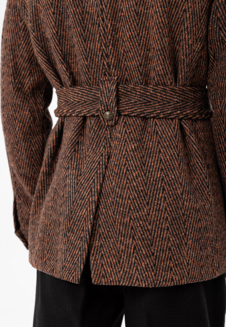 ANT Herringbone Patterned Belted Men's Coat - San Pedro Garza García