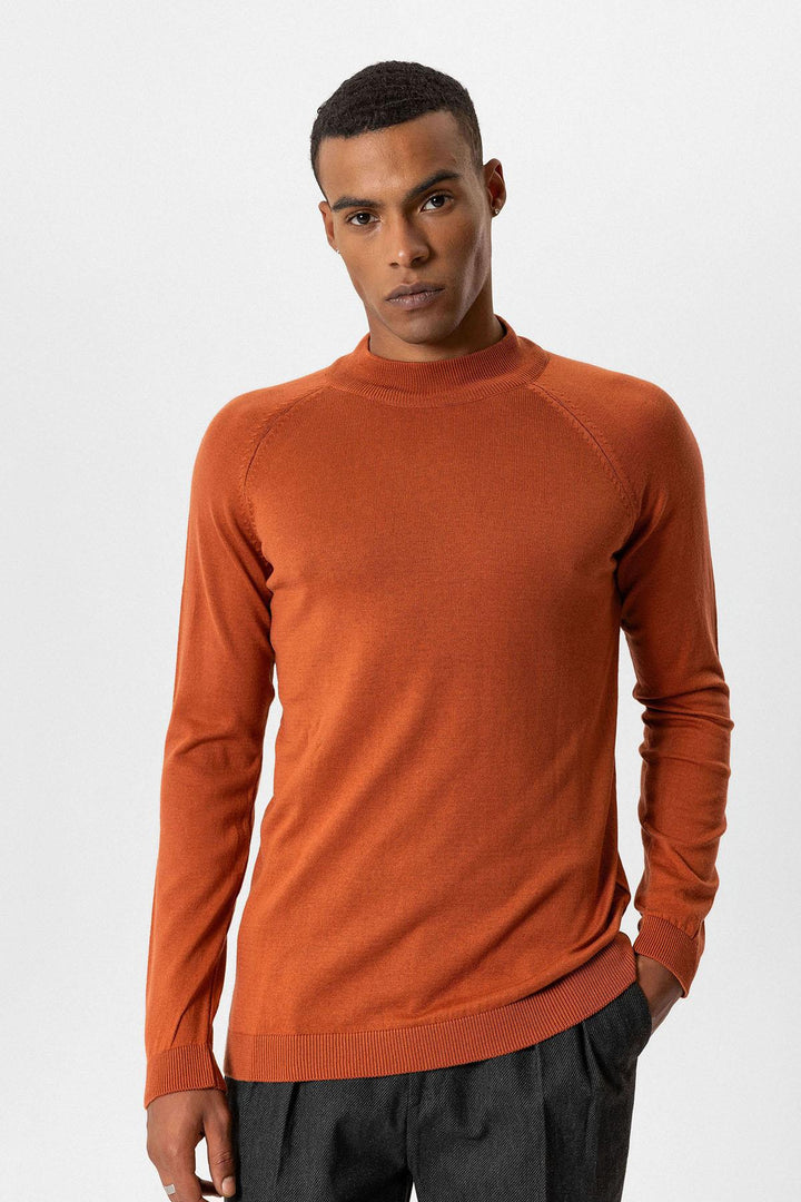 ANT Half Turtleneck Men's Knitwear - Brick
