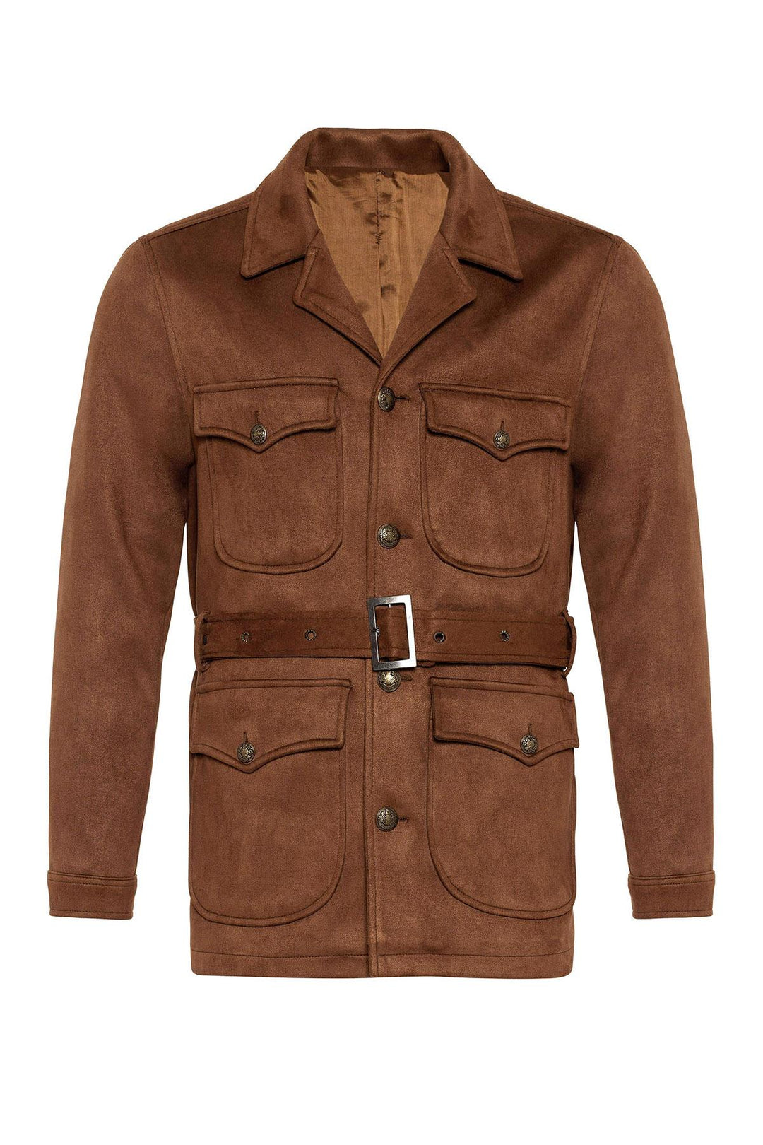 ANT Men's Slim Fit Belted Suede Coat - Salvatierra