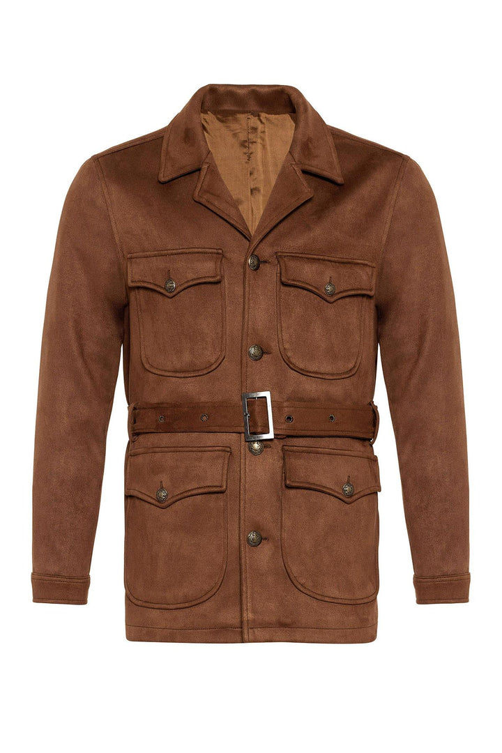 ANT Men's Slim Fit Belted Suede Coat - Salvatierra