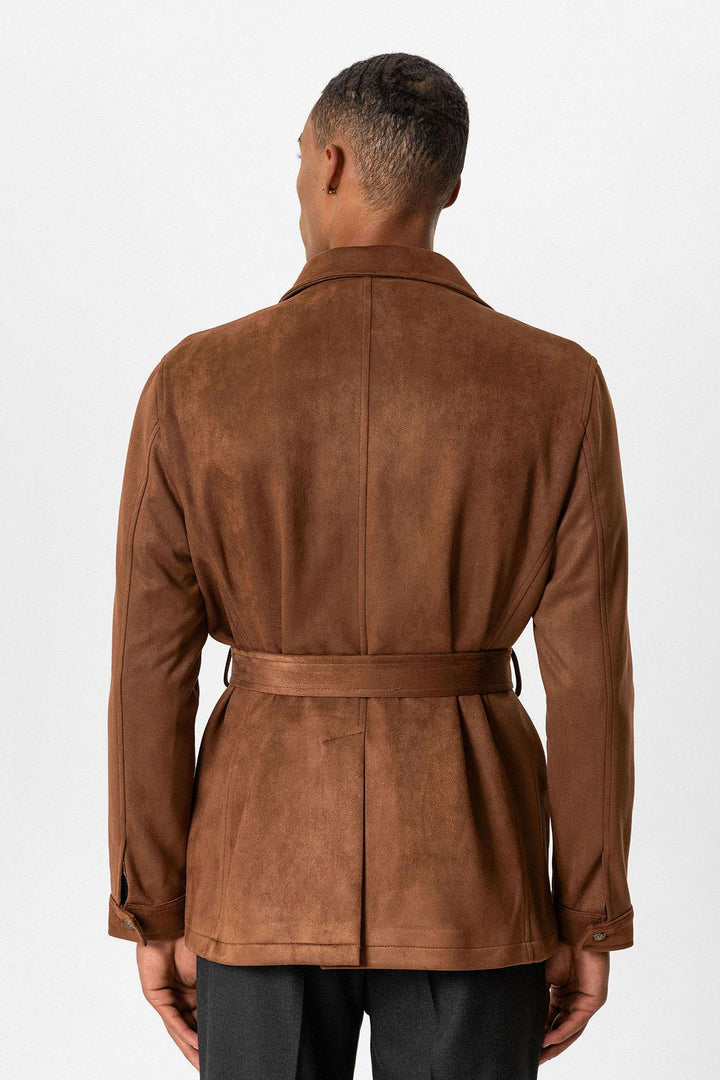 ANT Men's Slim Fit Belted Suede Coat - Salvatierra