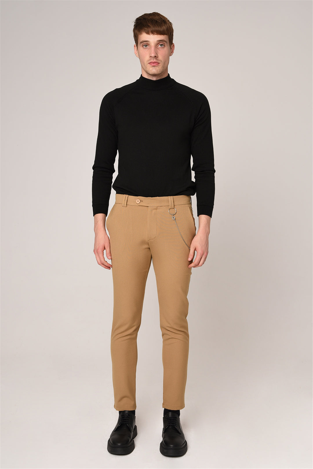 ANT Men's Slim Fit Straight Accessory Fabric Trousers - Rio de Mouro