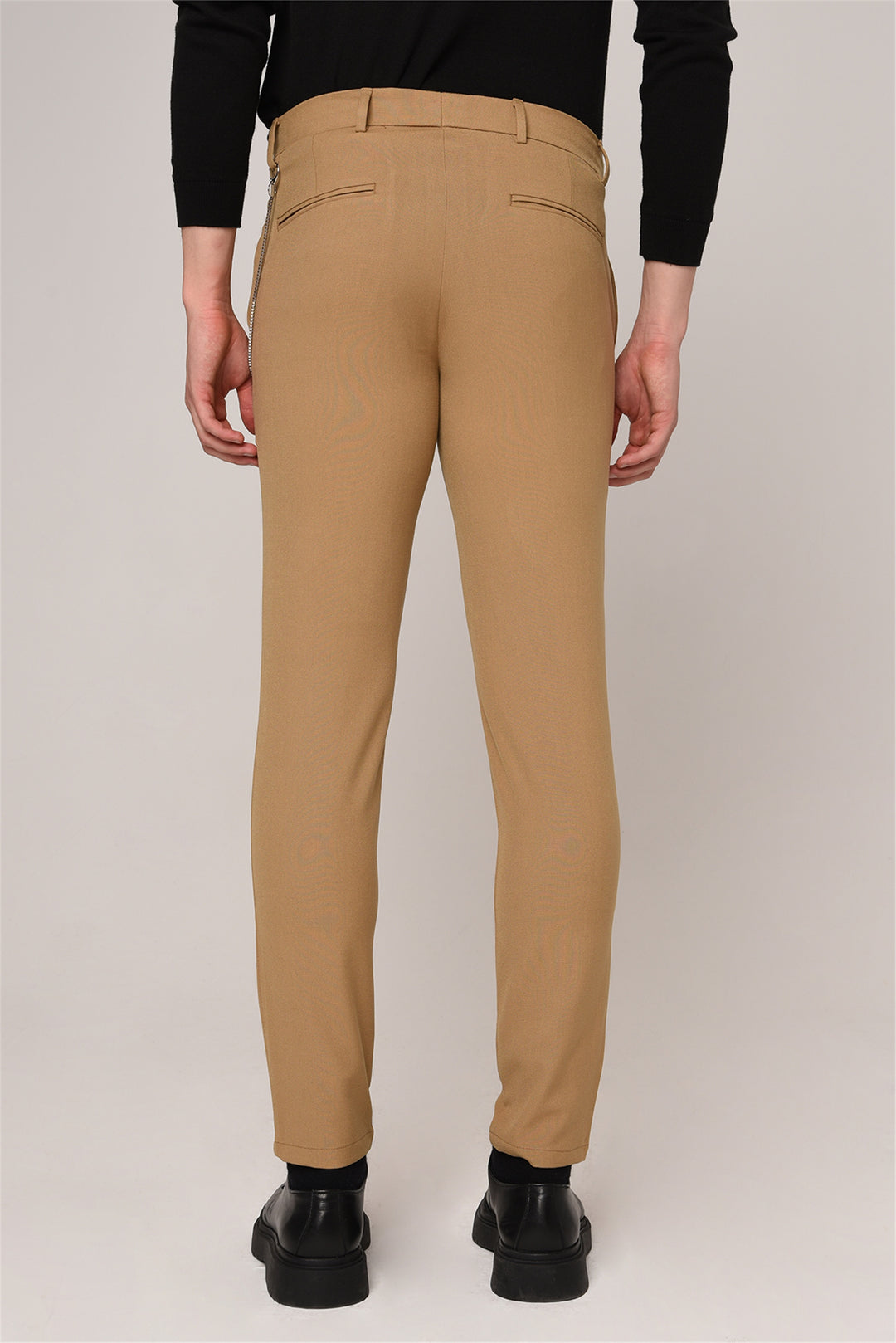 ANT Men's Slim Fit Straight Accessory Fabric Trousers - Rio de Mouro