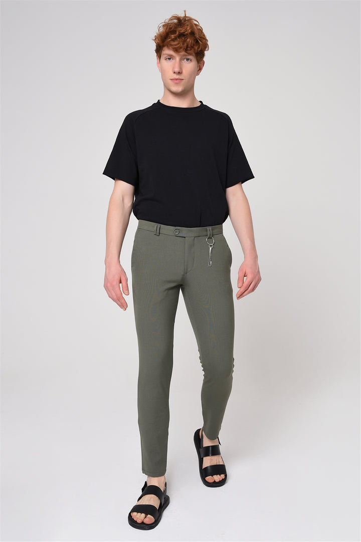 ANT Men's Slim Fit Straight Accessory Fabric Trousers - Lagkadás