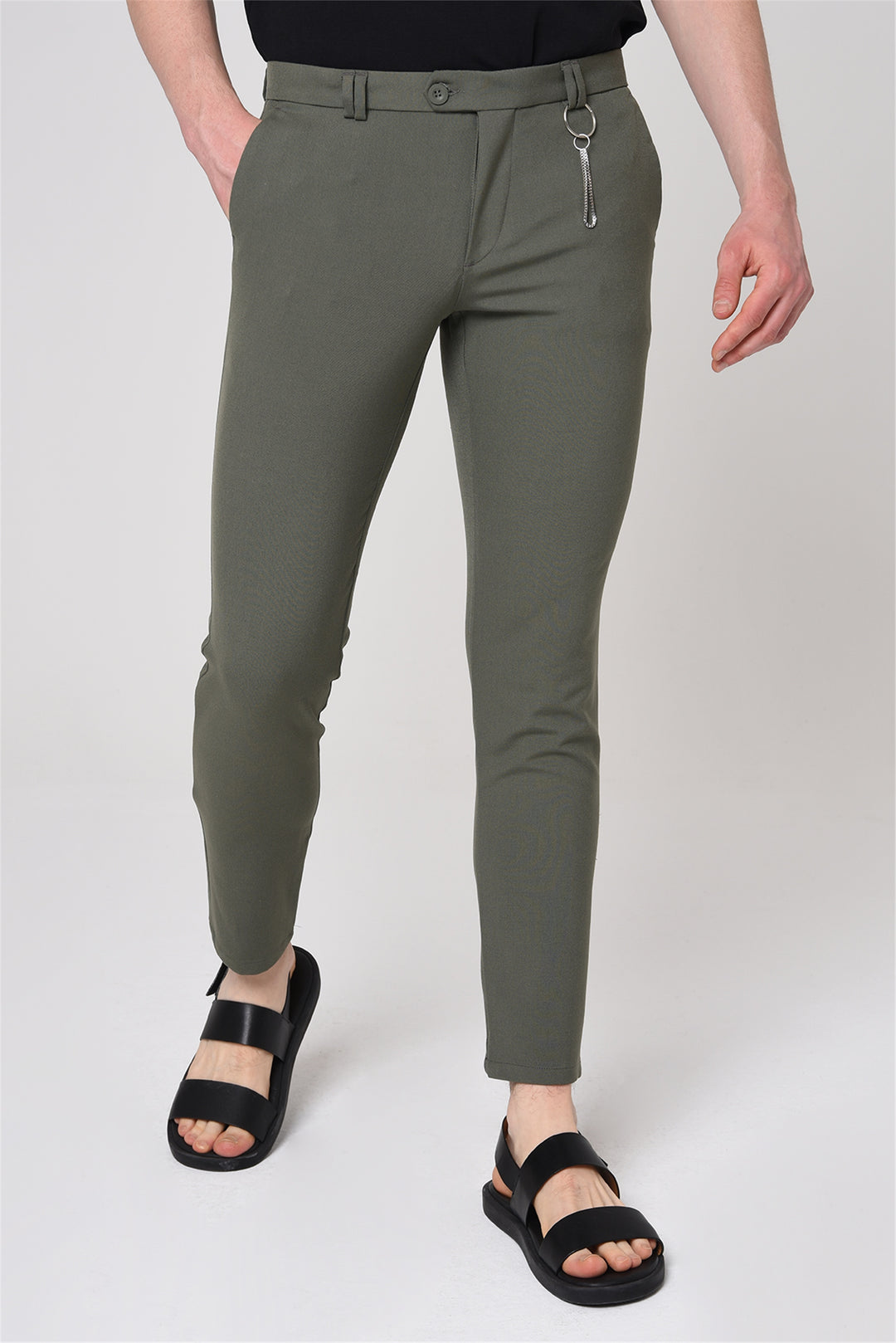 ANT Men's Slim Fit Straight Accessory Fabric Trousers - Lagkadás