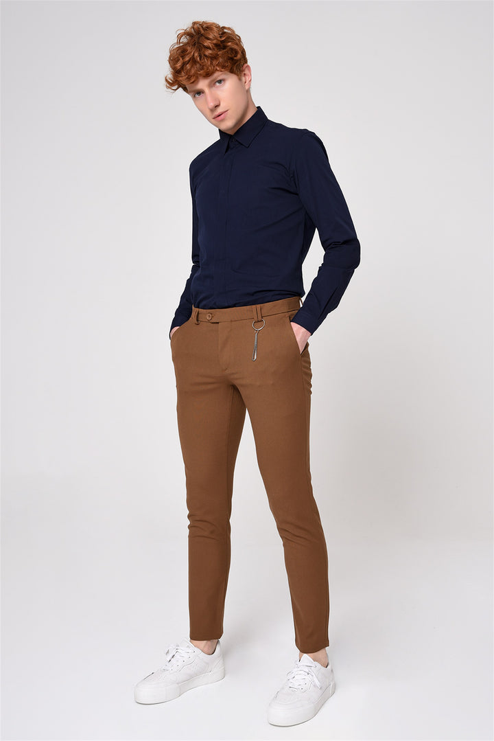 ANT Men's Slim Fit Straight Accessory Fabric Trousers - Holyoke