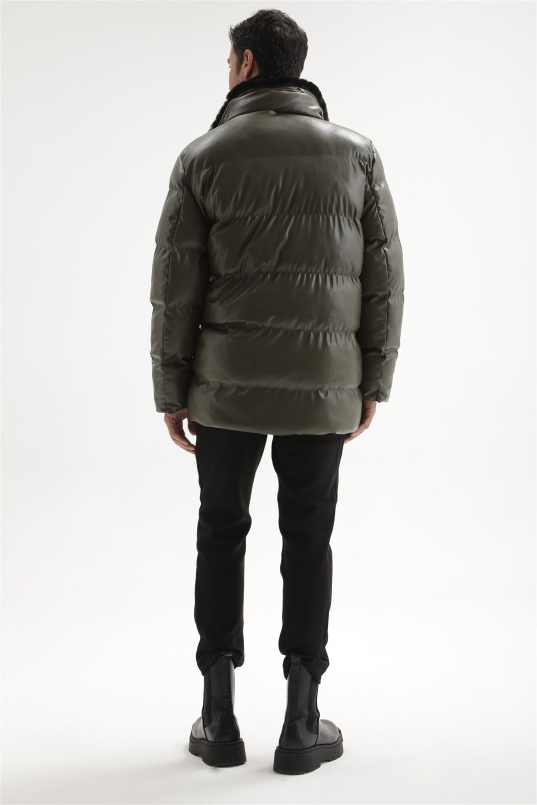 ANT Men's Fur Collar Faux Leather Long Down Coat - Murfreesboro