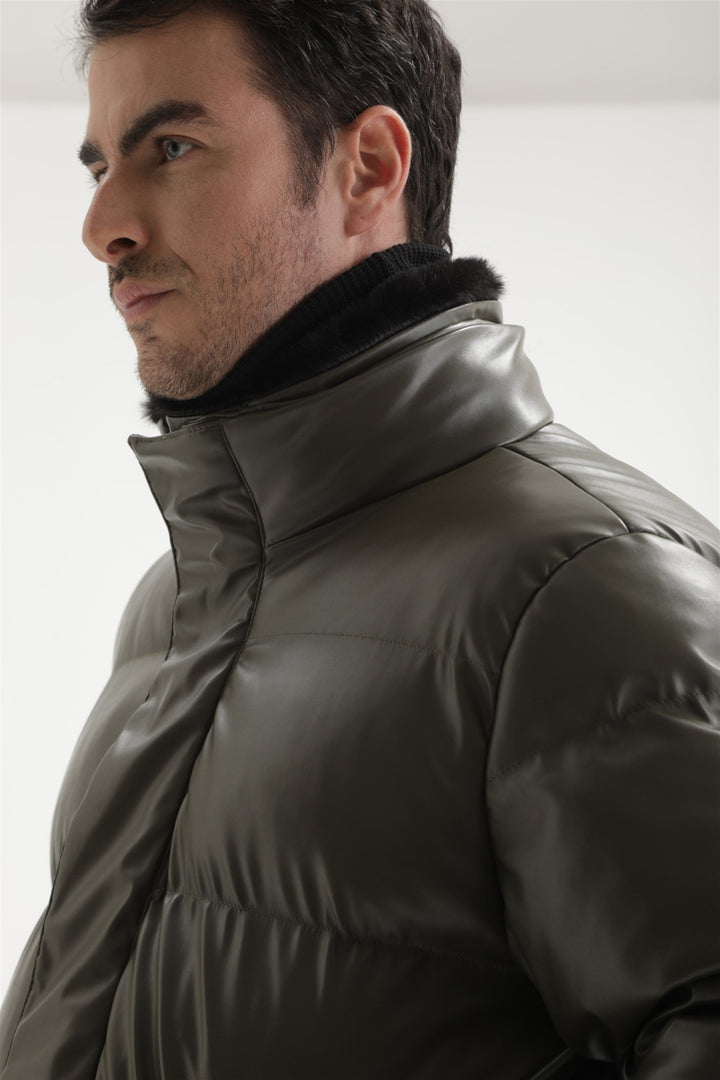 ANT Men's Fur Collar Faux Leather Long Down Coat - Murfreesboro