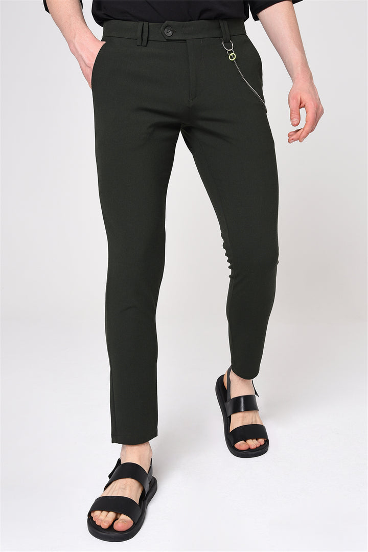 ANT Men's Slim Fit Straight Accessory Fabric Trousers - Montreuil