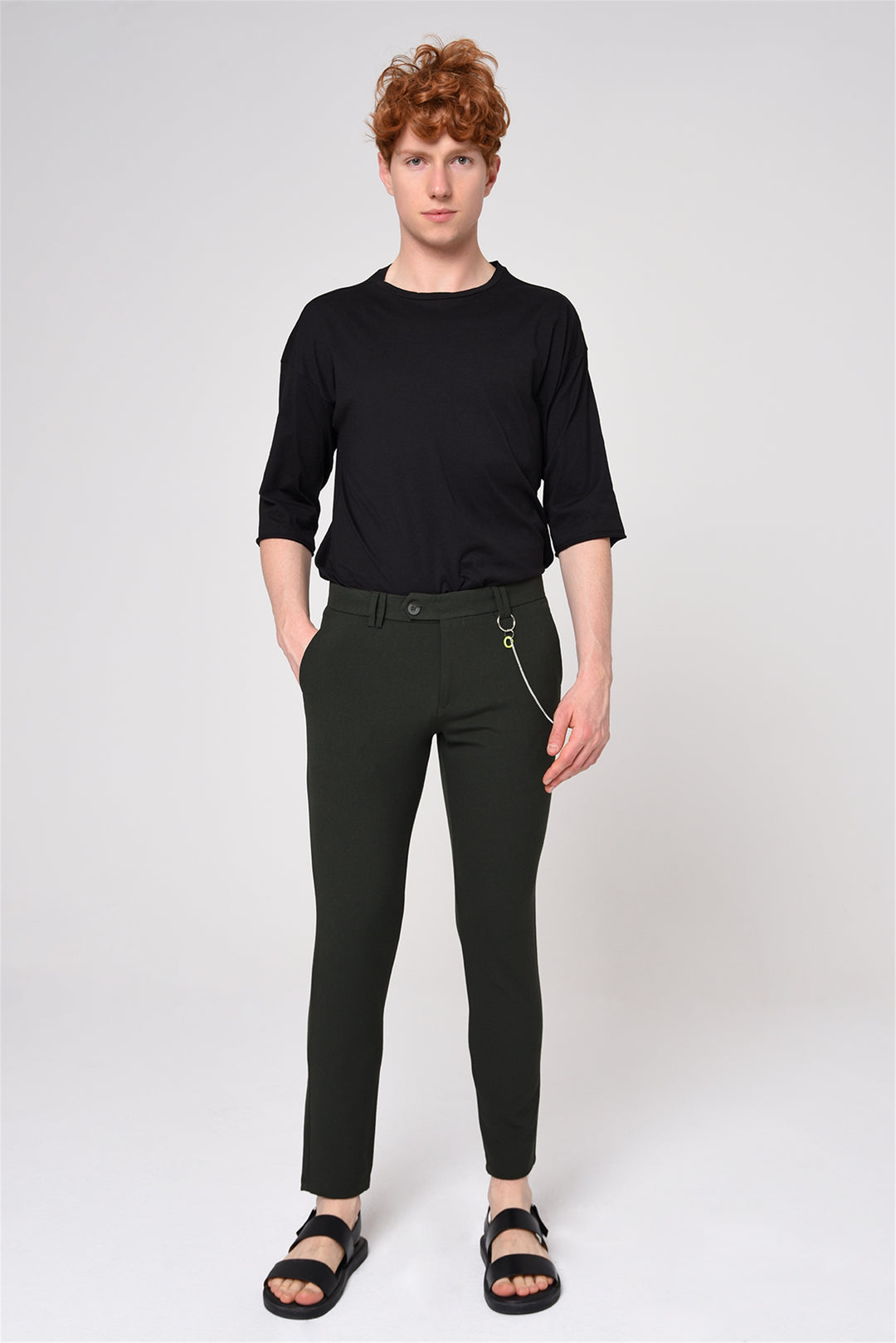 ANT Men's Slim Fit Straight Accessory Fabric Trousers - Montreuil