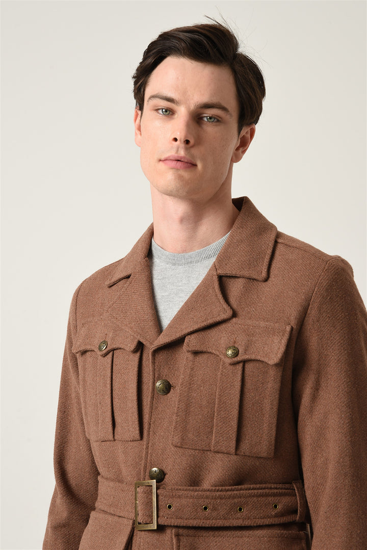 ANT Men's Camp  Collar Belt Detailed Seasonal Coat - Saint-Chamond