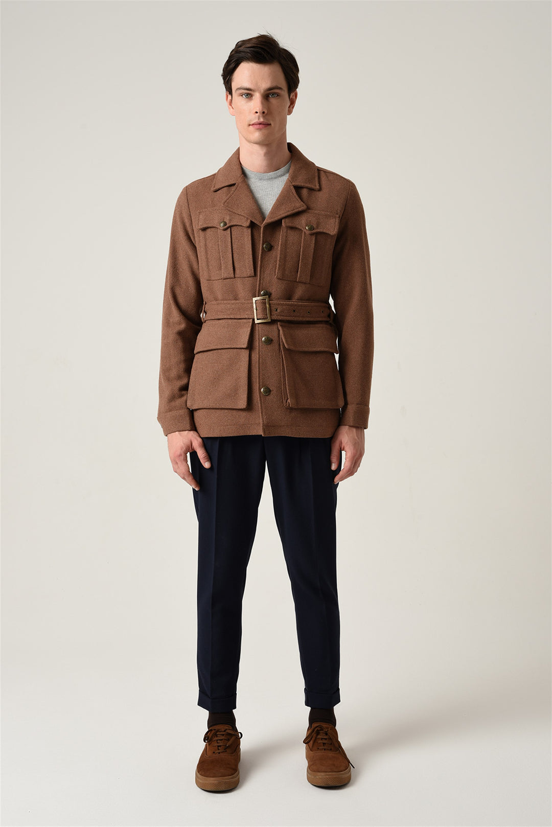 ANT Men's Camp  Collar Belt Detailed Seasonal Coat - Saint-Chamond