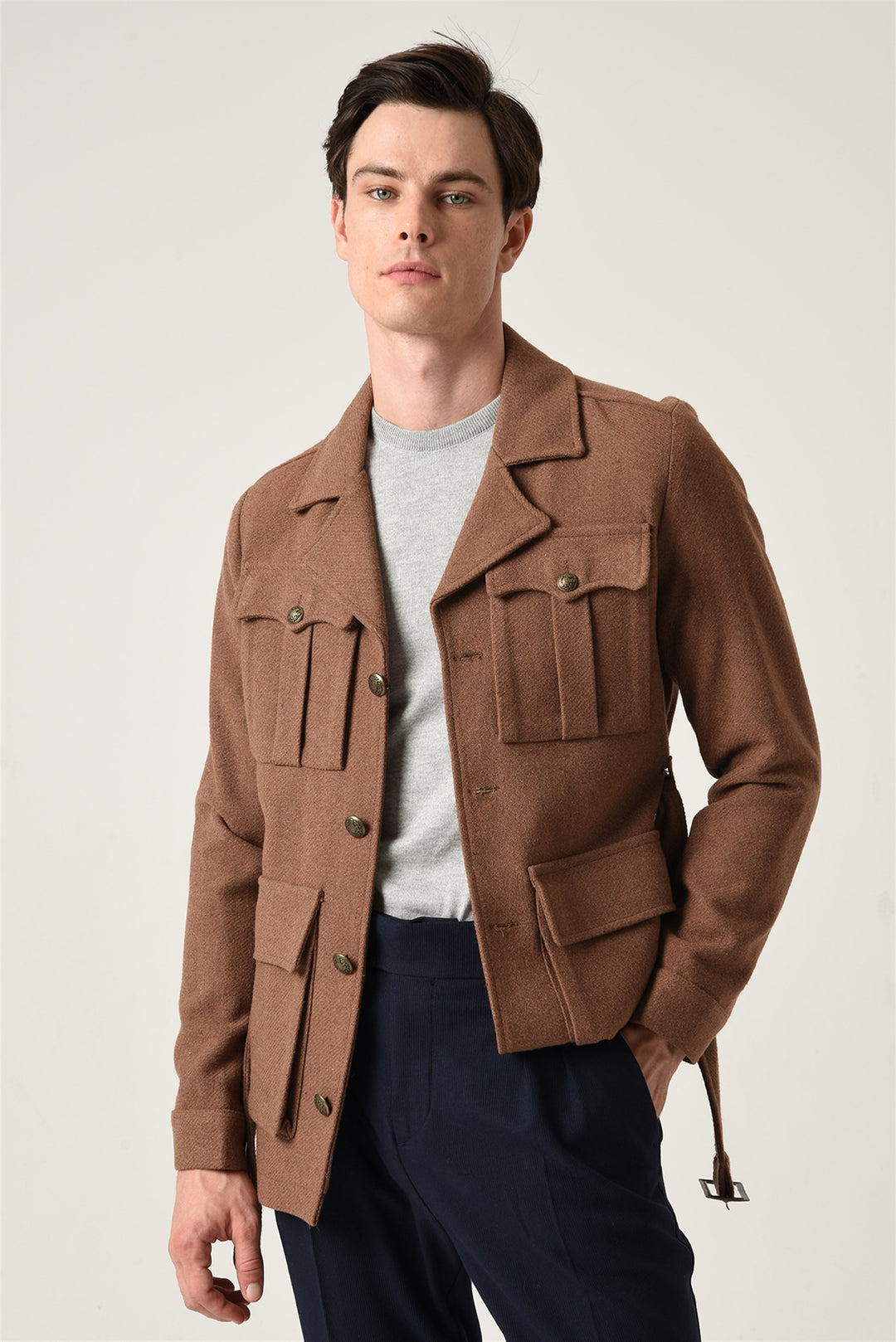 ANT Men's Camp  Collar Belt Detailed Seasonal Coat - Saint-Chamond