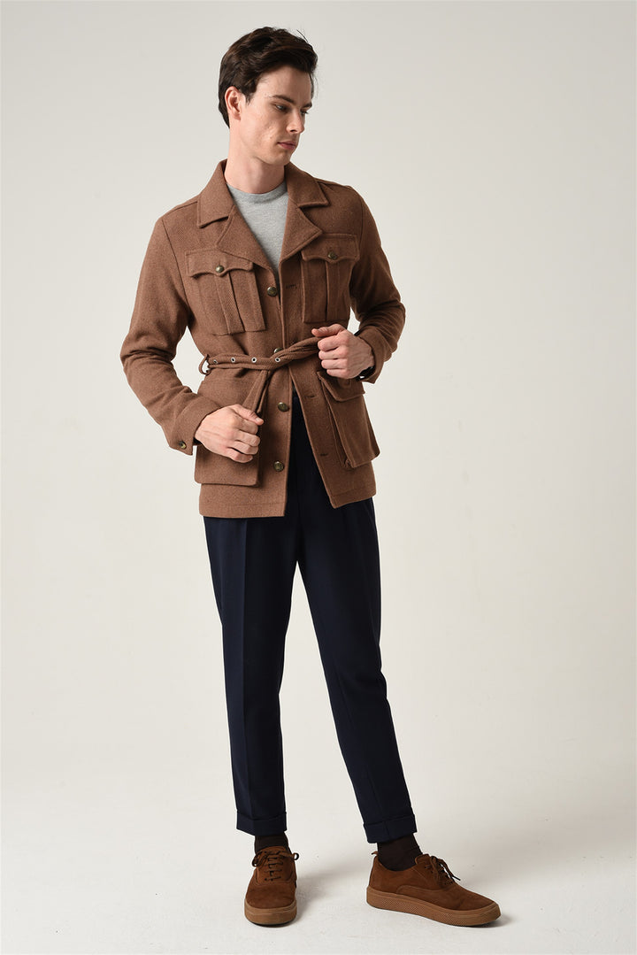 ANT Men's Camp  Collar Belt Detailed Seasonal Coat - Saint-Chamond