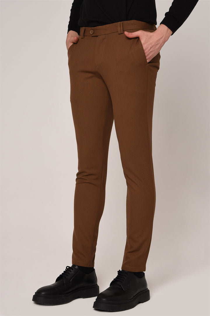 ANT Men's Slim Fit Straight Accessory Fabric Trousers - Tlalmanalco