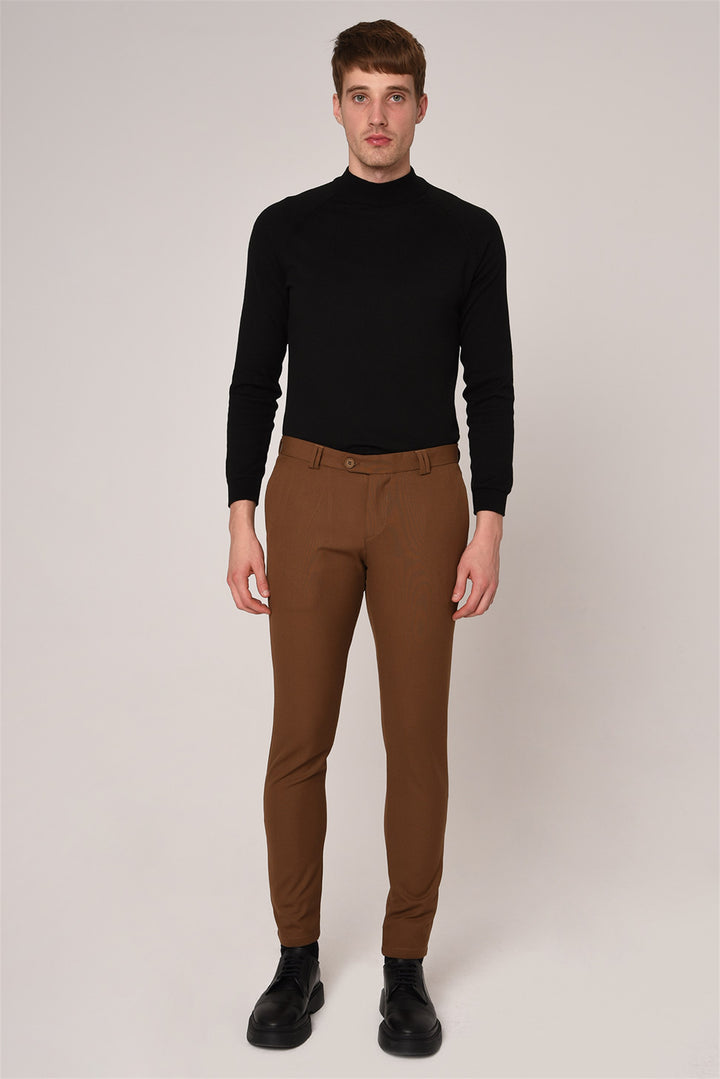 ANT Men's Slim Fit Straight Accessory Fabric Trousers - Tlalmanalco