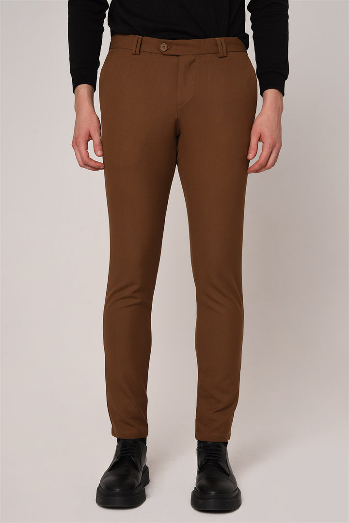 ANT Men's Slim Fit Straight Accessory Fabric Trousers - Tlalmanalco