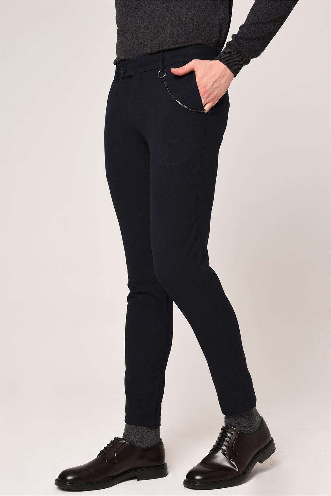 ANT Men's Slim Fit Straight Accessory Fabric Trousers - Maisons-Alfort