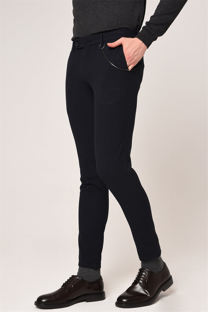 ANT Men's Slim Fit Straight Accessory Fabric Trousers - Maisons-Alfort