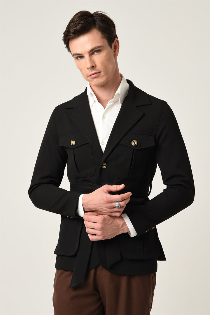 ANT Men's Jacket Collar Belted Seasonal Coat - Cosamaloapan