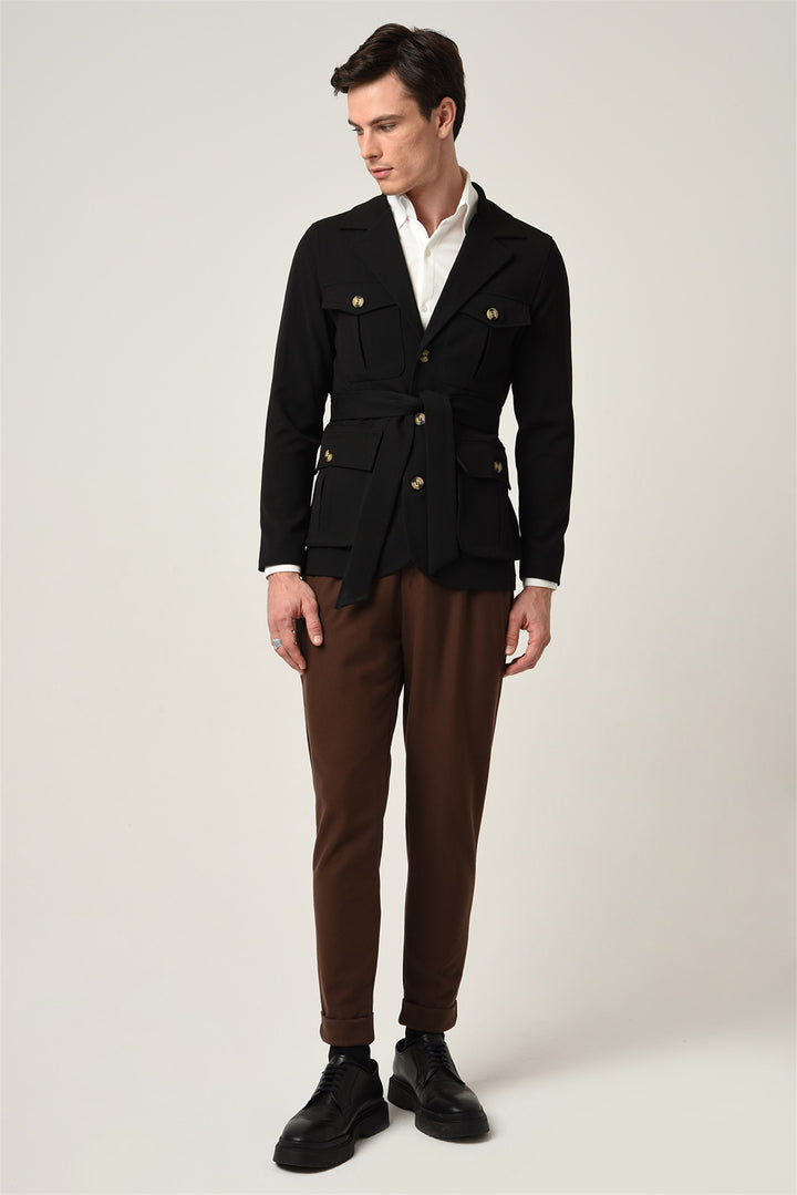 ANT Men's Jacket Collar Belted Seasonal Coat - Cosamaloapan