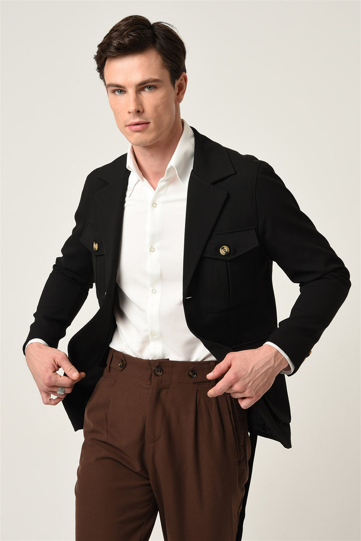 ANT Men's Jacket Collar Belted Seasonal Coat - Cosamaloapan