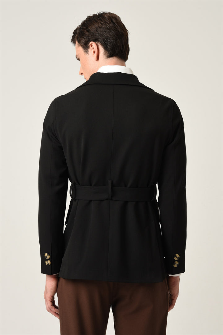 ANT Men's Jacket Collar Belted Seasonal Coat - Cosamaloapan