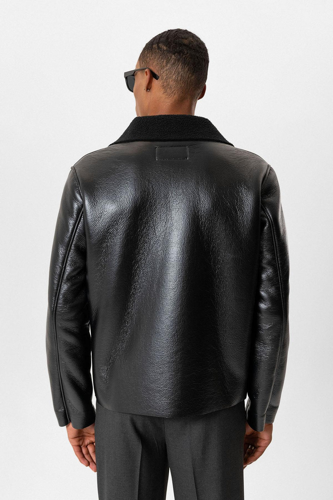 ANT Lining Detailed Faux Leather Men's Coat - Campobasso