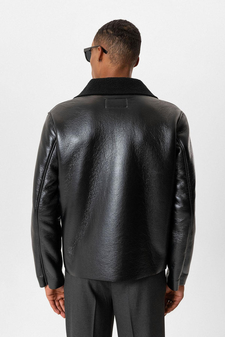 ANT Lining Detailed Faux Leather Men's Coat - Campobasso