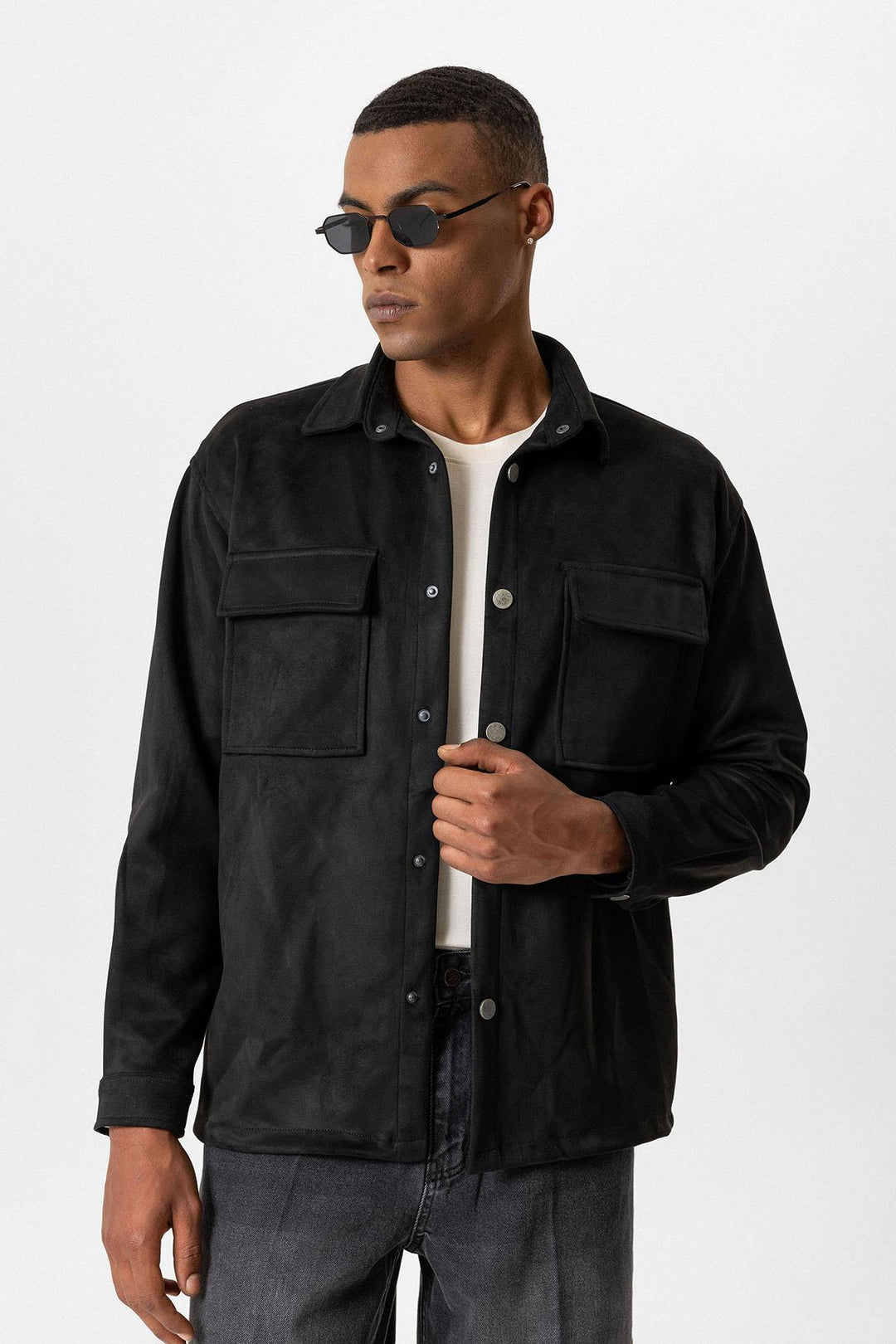 ANT Suede Regular Fit Men's Shirt with Metal Buttons - El Pueblito