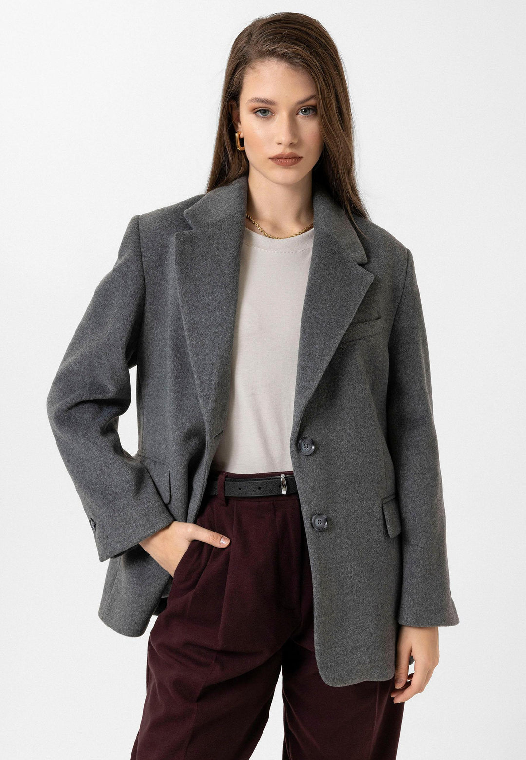 ANT Antioch Anthracite Women's Wool Blend Blazer Jacket - Jonesboro