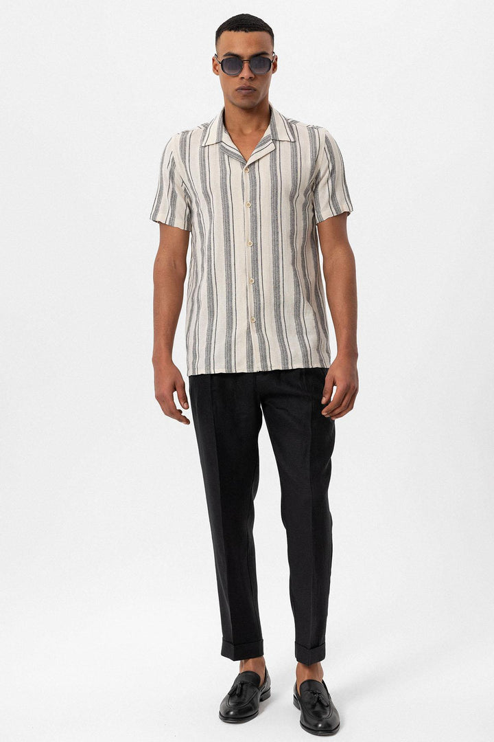 ANT Camp  Collar Striped Short Sleeve Men's Shirt - Túxpam de Rodríguez Cano