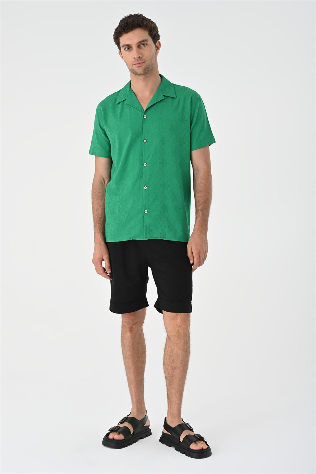 ANT Knitted Patterned Men's Shirt with Camp  Collar - Napier