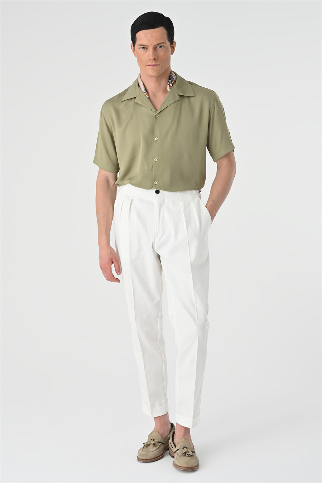 ANT Oversized Short Sleeve Men's Shirt with Applique Collar - Níkaia