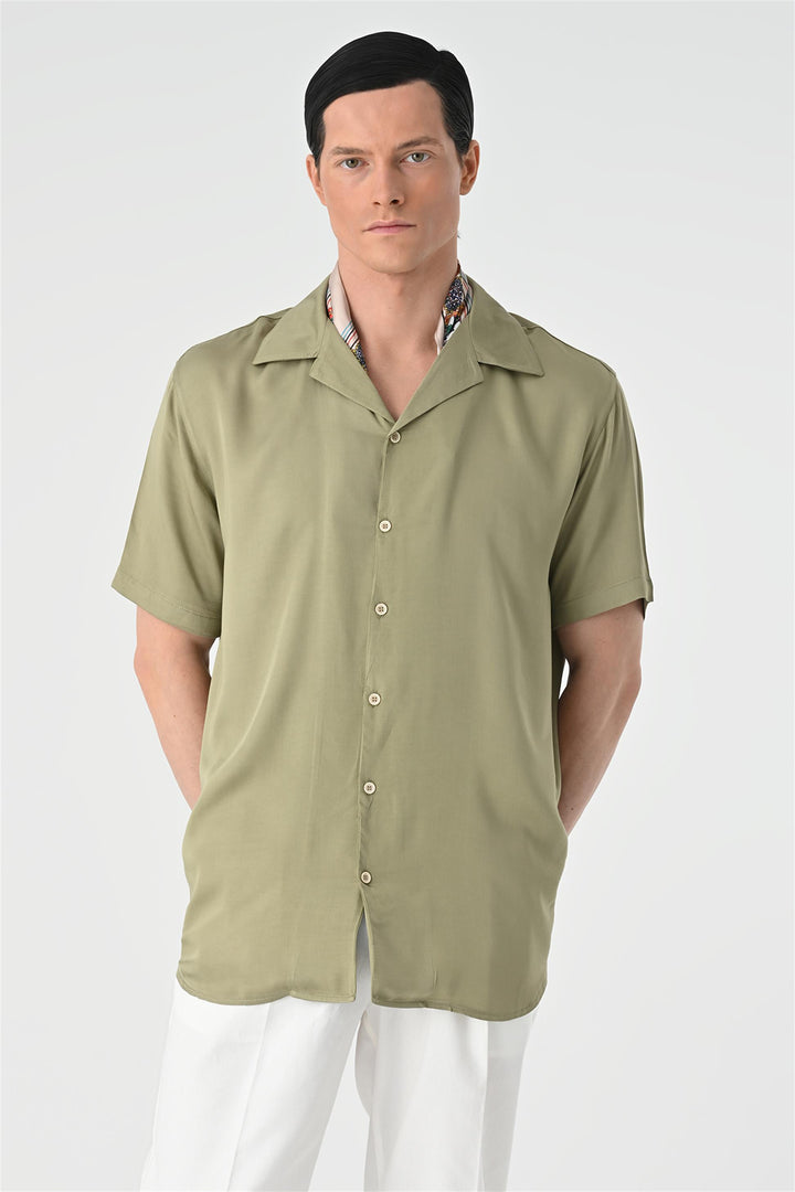ANT Oversized Short Sleeve Men's Shirt with Applique Collar - Níkaia
