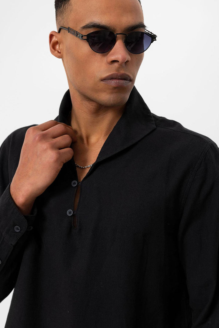 ANT Open Collar Men's Shirt with Button Closure - Evans