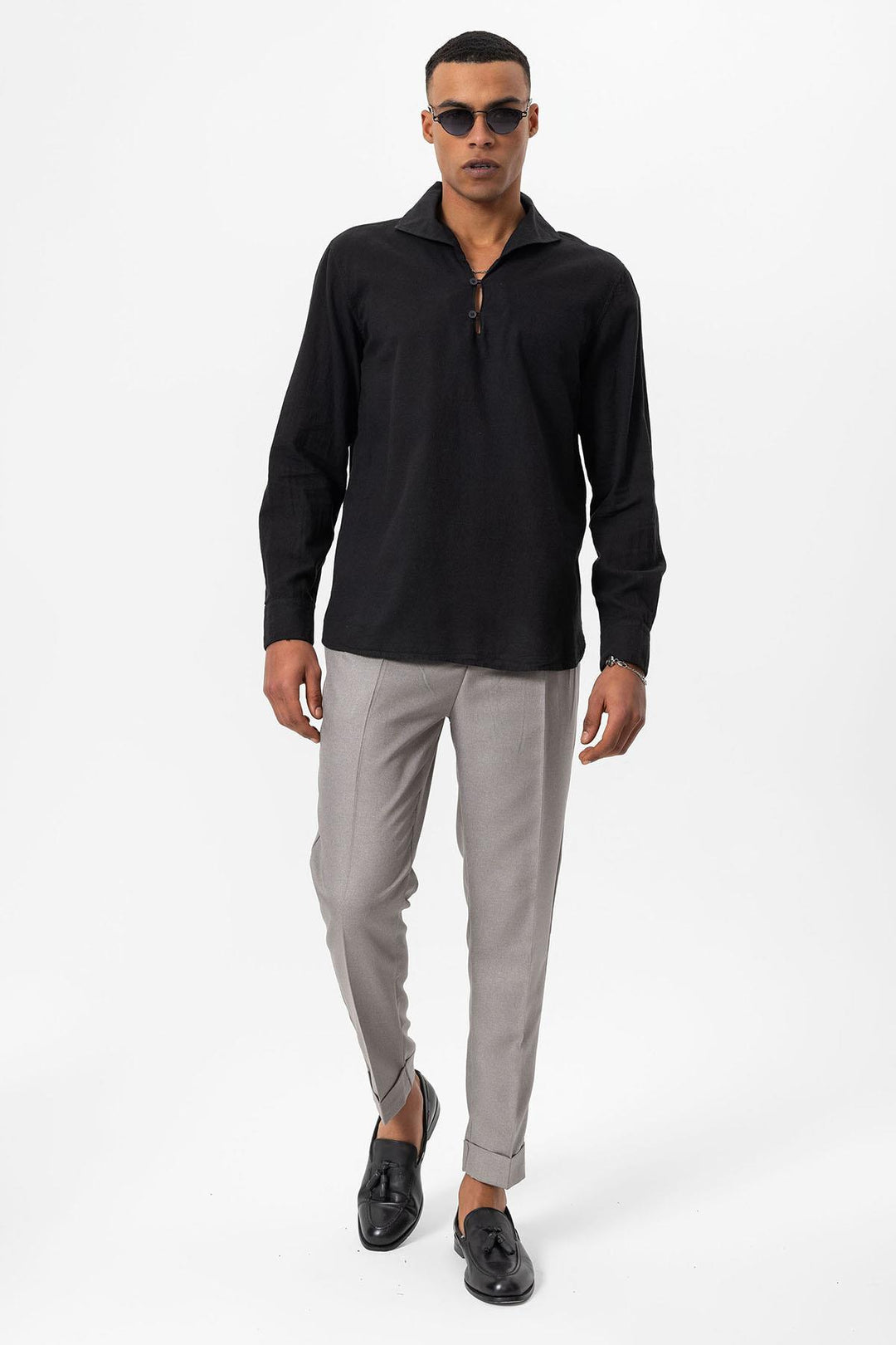 ANT Open Collar Men's Shirt with Button Closure - Evans