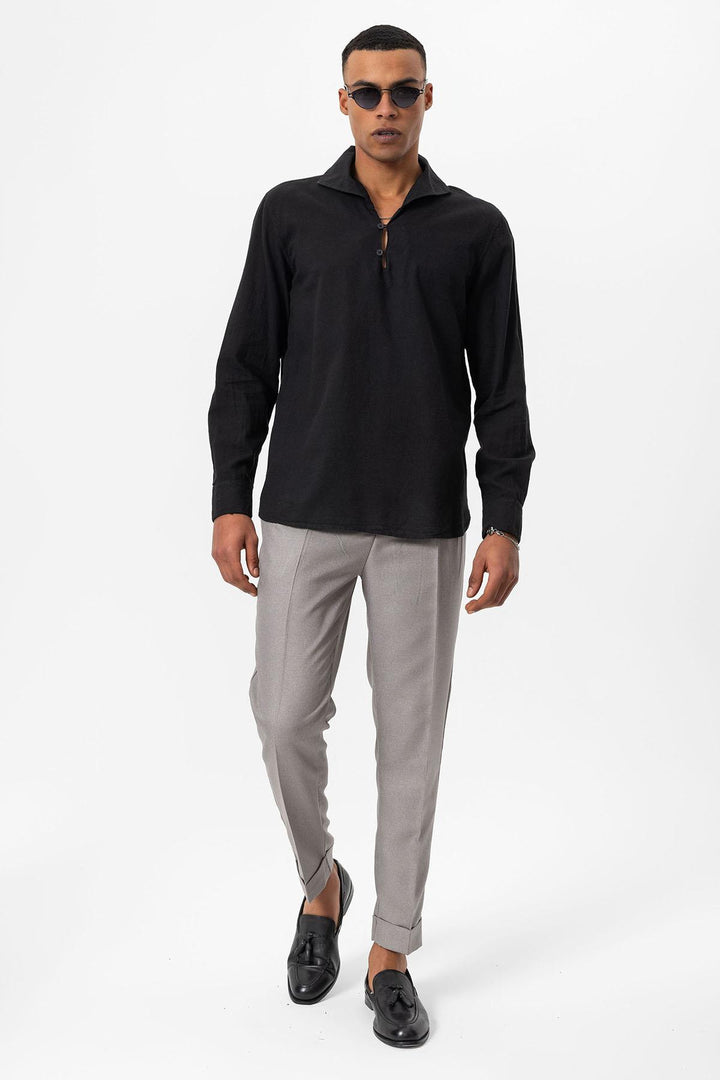 ANT Open Collar Men's Shirt with Button Closure - Evans