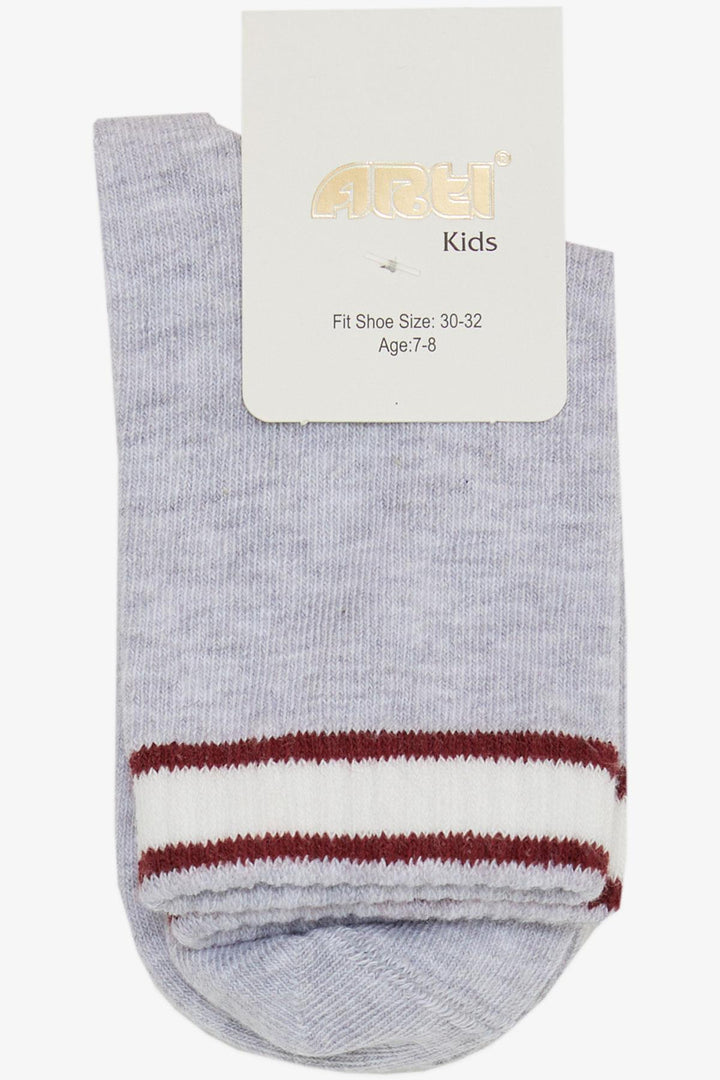 BRE Plus Girl Child Socks Striped 10 Years, Light Grey Melange - Lauderhill