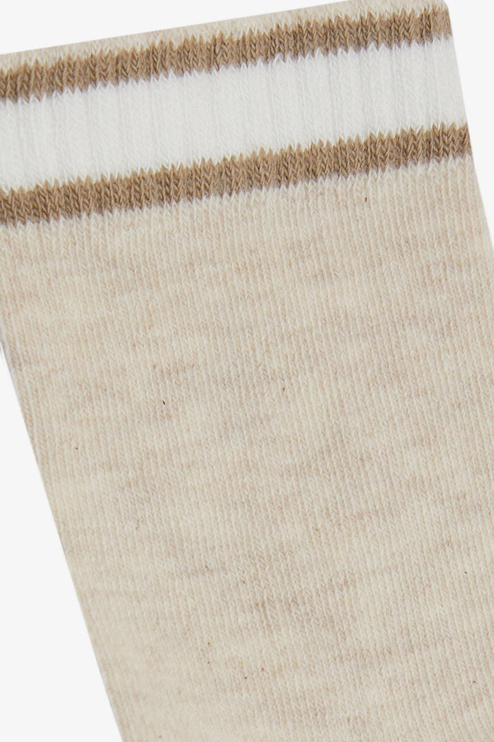 BRE Plus Girl Child Socks Striped 14 Years, Beige Melange - Winsford