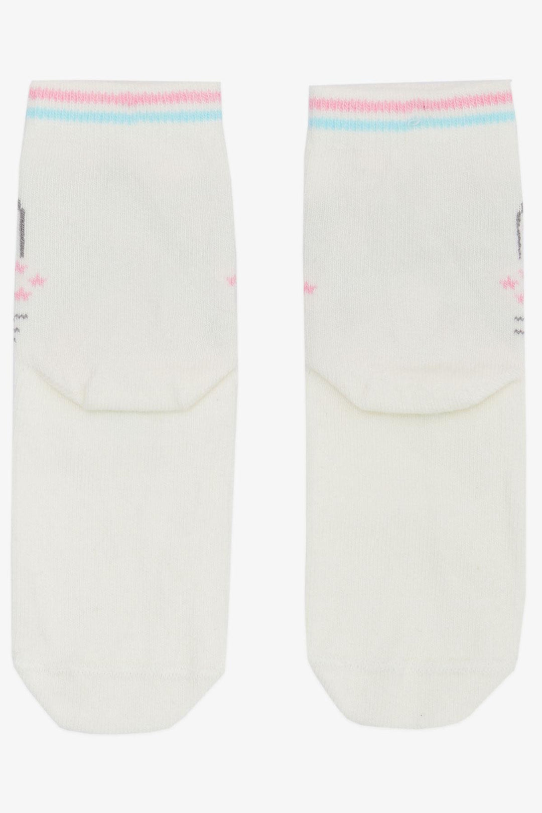 BRE Girls' Socks with Cute Kitty Print, 30 Years, Cream - Lebanon