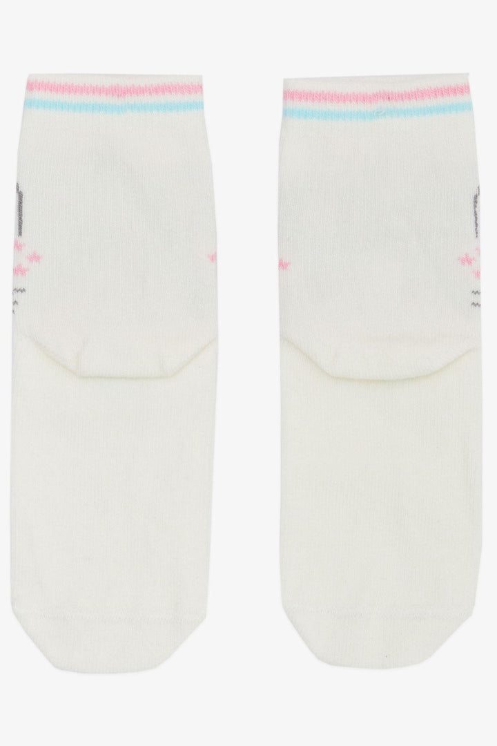 BRE Girls' Socks with Cute Kitty Print, 30 Years, Cream - Lebanon