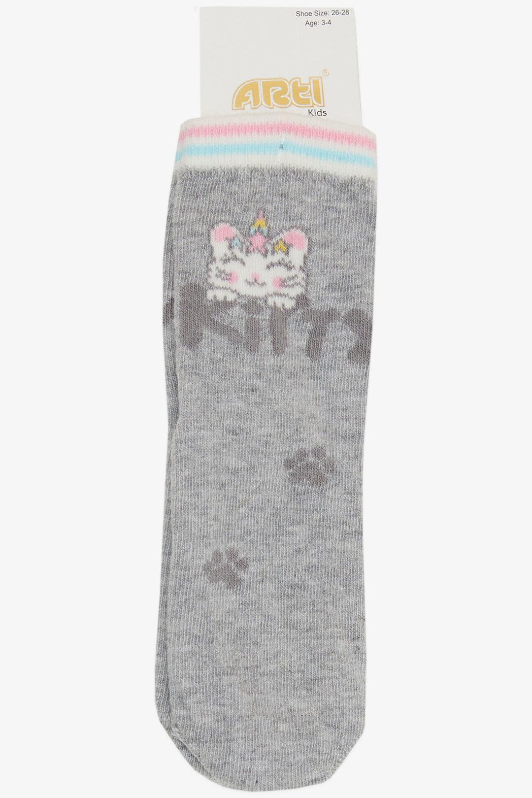 BRE Girls' Socks with Cute Kitty Print, 30 Years, Grey Melange - Kampen