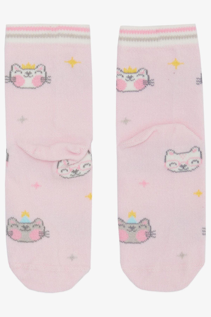 BRE Girls' Socks with Cute Kitty Print, 30 Years, Pink - Stirling