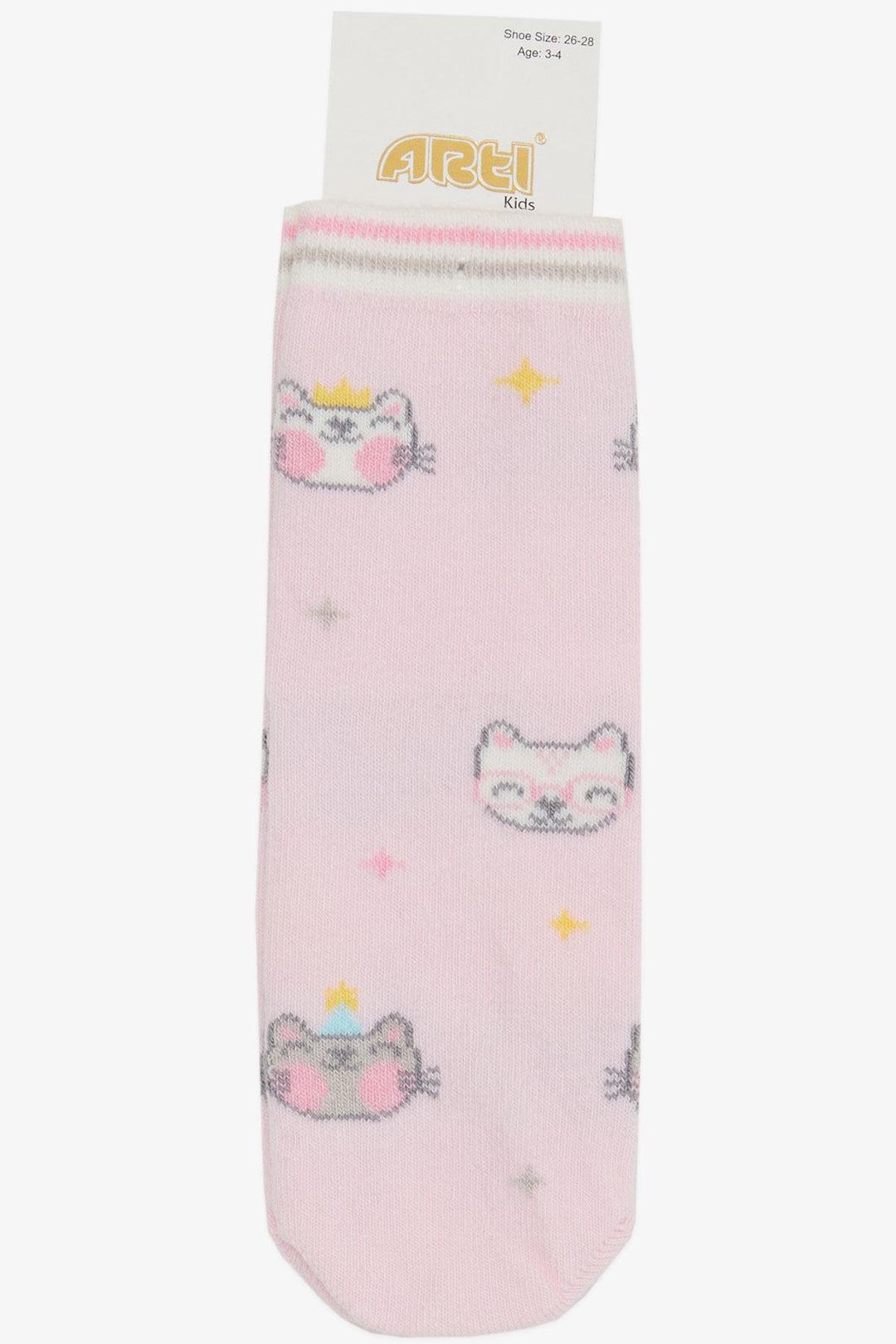 BRE Girls' Socks with Cute Kitty Print, 30 Years, Pink - Stirling