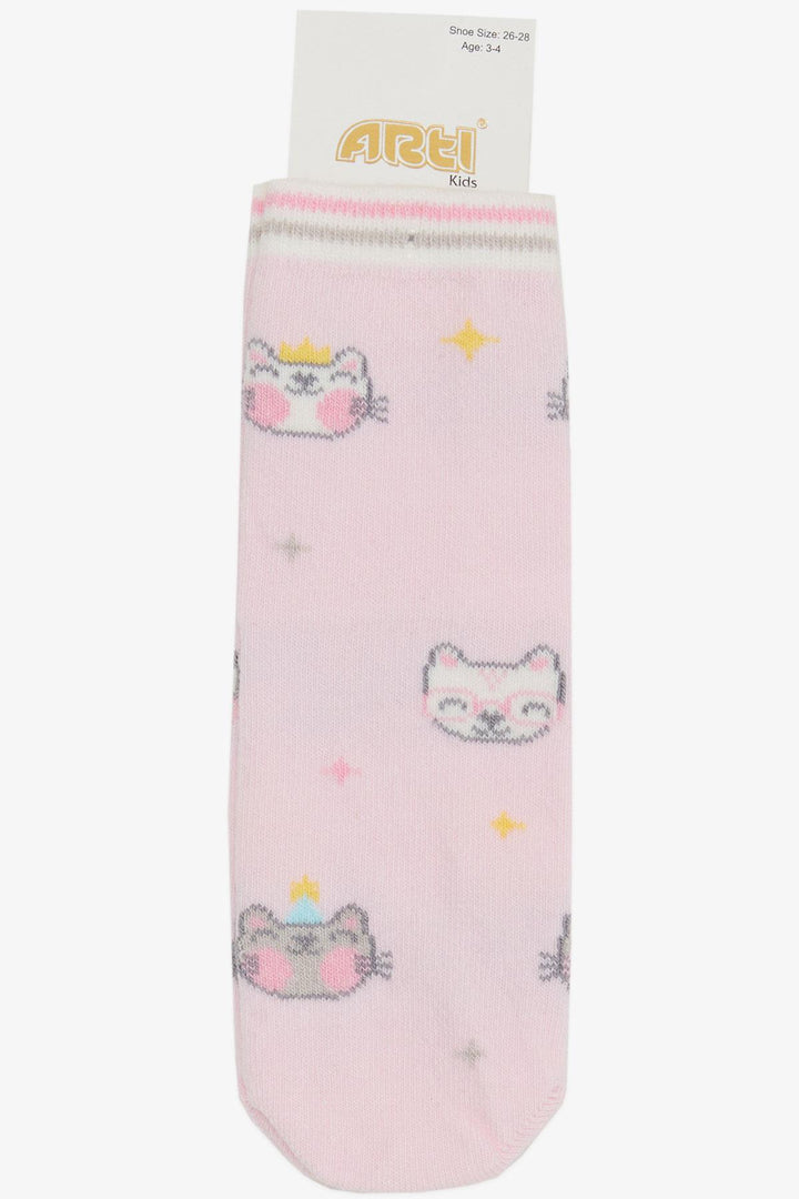 BRE Girls' Socks with Cute Kitty Print, 30 Years, Pink - Stirling
